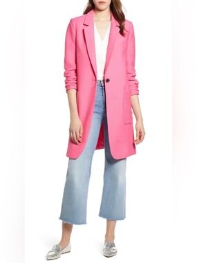 Halogen Longline Topper Bright Pink Single-Button Jacket